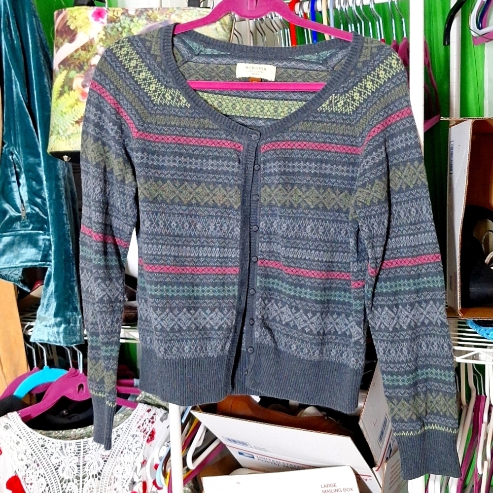 SONOMA GRAY COTTON BUTTON DOWN SWEATER SIZE MEDIUM